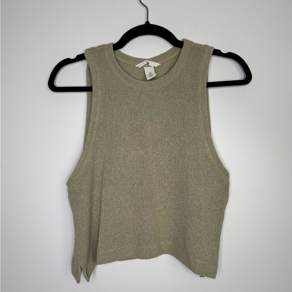 H&M cream knit high neck tank top size small